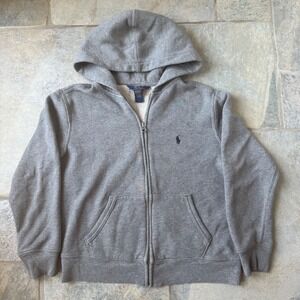 Polo Ralph Lauren Boys M Gray Full Zip Hoodie‎ Classic Embroidered Logo